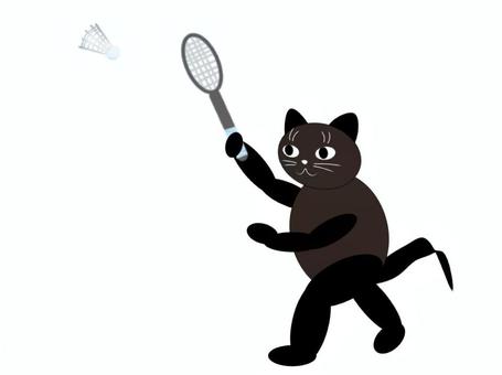 スポーツ猫40 猫,バトミントン,手描き,かわいい,動物のイラスト素材