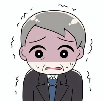 青ざめてブルブル震える年配サラリーマン 悪寒,ふるえ,寒気,風邪,人物,熱,寒い,おかん,発熱,不快のイラスト素材