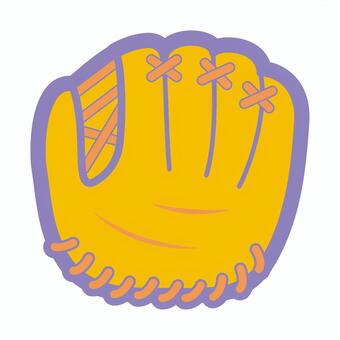 パステルカラーかわいいイラスト　野球 野球,グローブ,フラットデザイン風,ピクトグラム風,ベクター,アウトライン,カラー,デフォルメ,パス,パステルカラーのイラスト素材