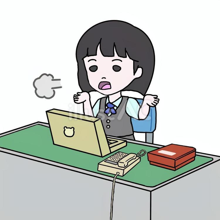ため息をつく女性社員 女性,人物,社員のイラスト素材