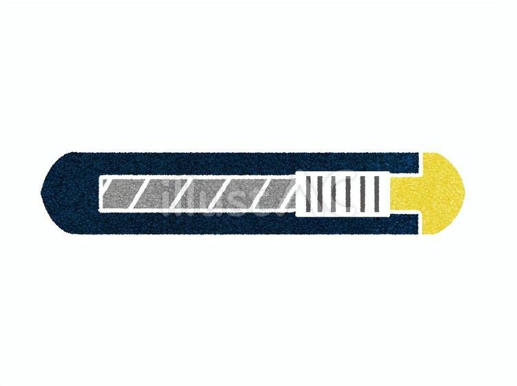 色鉛筆風の文房具　カッターナイフ　黒 カッター,文房具,手描きのイラスト素材