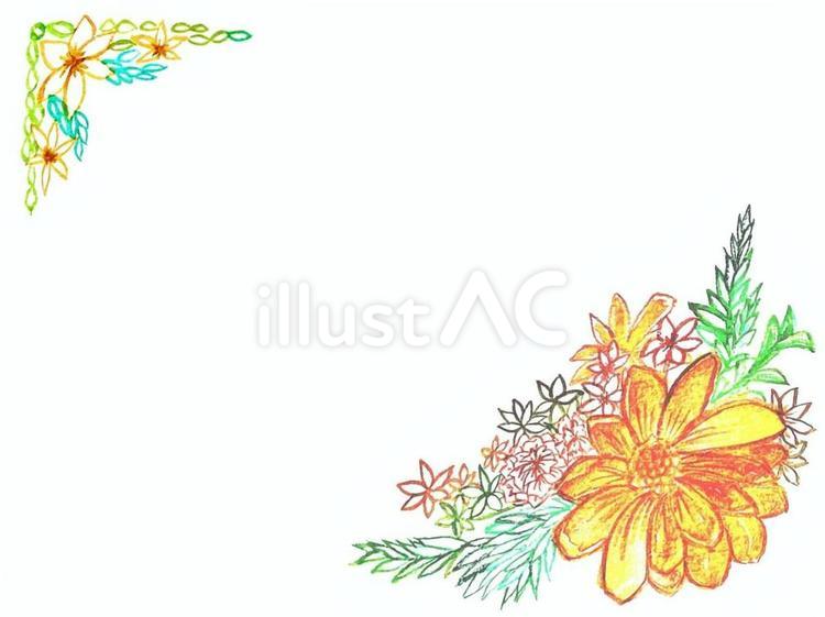 オレンジベースのブーケフレーム(全体) 植物,花,オレンジのイラスト素材