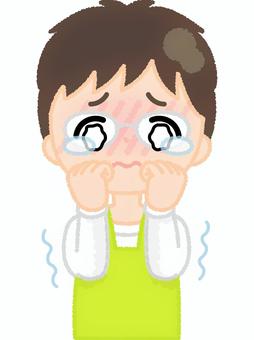 Apron man with teary eyes, JPG and PNG Apron man with teary eyes, apron, watery eye, blush, JPG and PNG