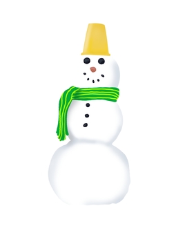 Illustration, snowman, snow, bucket, 