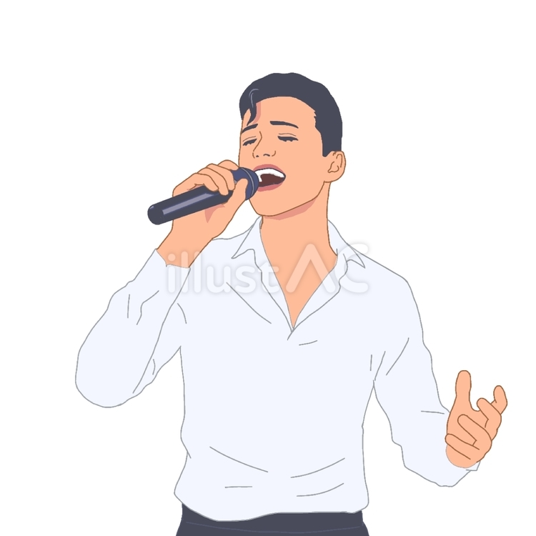 歌う男1 人,大人,カラーのイラスト素材