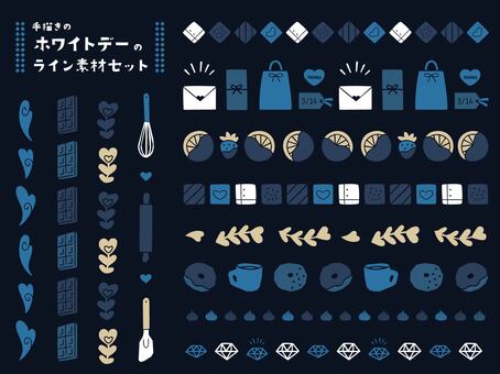 ホワイトデーモチーフのライン素材セット セット,ライン,飾り罫,ホワイトデー,3月,チョコレート,かわいい,おしゃれ,飾り,プレゼントのイラスト素材