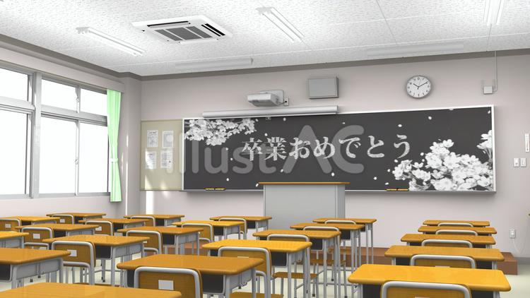 卒業式の日の教室(中高・昼・後方右側) 卒業式の日の教室(中高・昼・後方右側) 教室,卒業,卒業式のイラスト素材