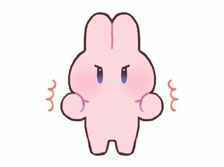 やる気いっぱいうさぎ うさぎ,やる気,ガッツポーズ,頑張る,元気,意欲,喜ぶ,ポジティブ,ポーズ,前向きのイラスト素材