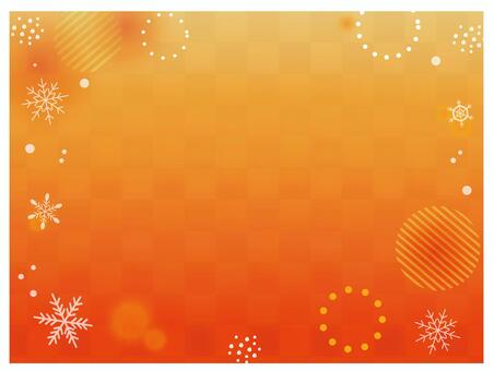 温かな市松模様と雪の背景イラスト 和柄,暖房,暖かい,フレーム,背景,冬のイラスト素材