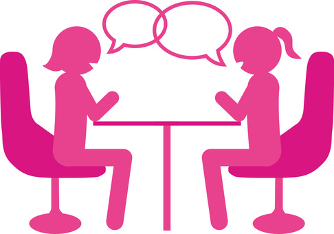 女子会お喋り　 女子会,お喋り,会合,吹き出し,会話,人物,女性,ピクトグラム,ピンクのイラスト素材
