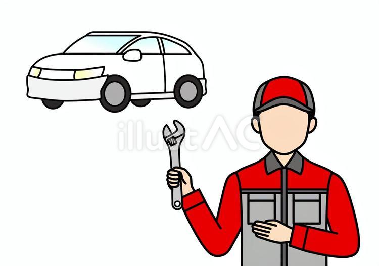 車検・点検をした車と自動車整備士の男性 車,自動車,車検のイラスト素材