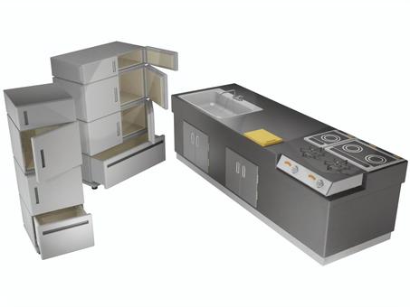 キッチン キッチン,台所,冷蔵庫,調理,台,シンク,流し,コンロ,蛇口,水道のイラスト素材