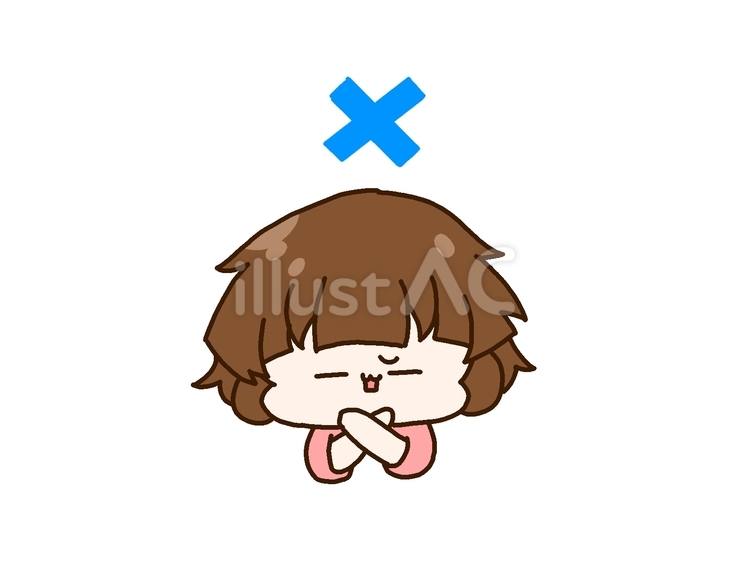 不正解　バツの記号を出す女の子 バツ,不正解,正解のイラスト素材