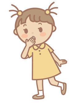 人物素材149＿クチをふさぐ女の子 女の子,かわいい,人物,ビックリ,まぁ,リアクション,表情,目撃,表現,呆気のイラスト素材