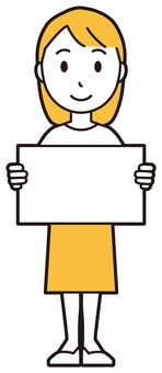  ロングヘア女性(黄)-492-全身