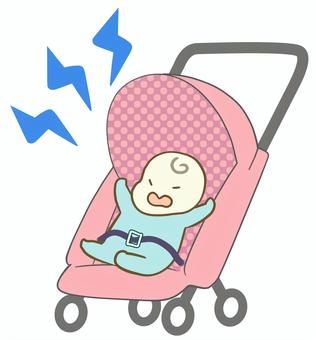ベビーカーと赤ちゃんのイラスト 赤ちゃん,イヤイヤ期,育児,ベビーカー,ベビーシッター,外出,お散歩,泣き声,素材,イラストのイラスト素材