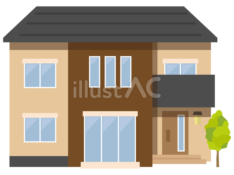 落ち着いた配色のおしゃれな住宅の外観 住宅,家,住居のイラスト素材