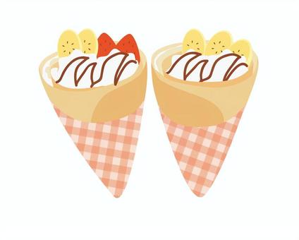 ホイップクレープ クレープ,イチゴ,バナナ,チョコ,スイーツ,デザート,お菓子,おやつ,クレープ屋,移動販売のイラスト素材