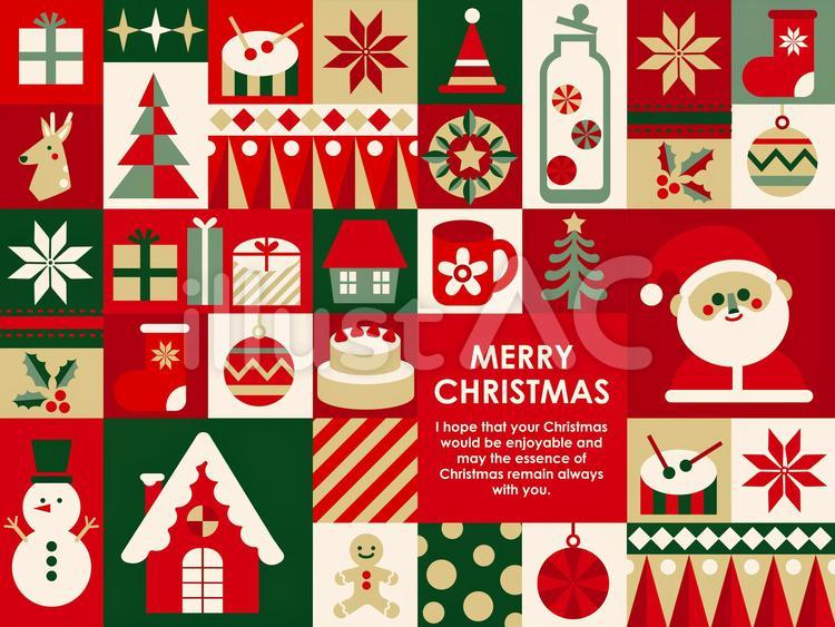 フラットデザインクリスマスセット 赤 緑イラスト No 無料イラストなら イラストac