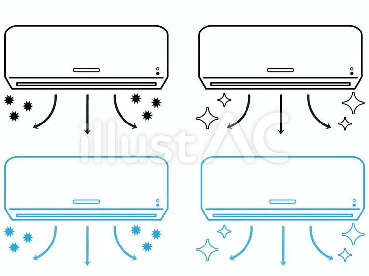 エアコン　素材　セット エアコン,クーラー,カビのイラスト素材