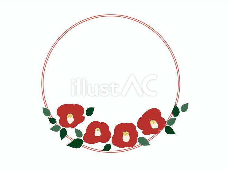 ツバキの花の和風手描きのイラスト素材3 つばき,和柄,冬のイラスト素材