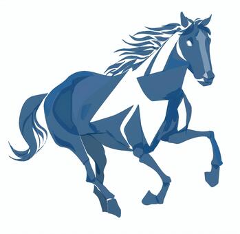 スタイリッシュな青い馬の年賀状イラスト 馬,年賀状,午年,スタイリッシュ,干支,干支イラスト,2026,2026年,令和8年,躍動感のイラスト素材