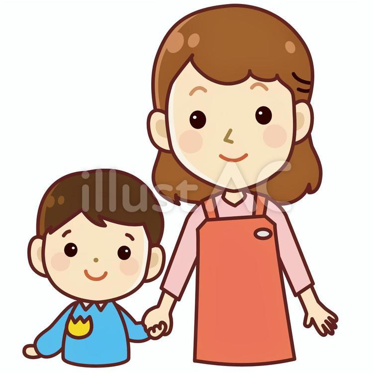 保母さんと園児 園児,保母,幼児のイラスト素材