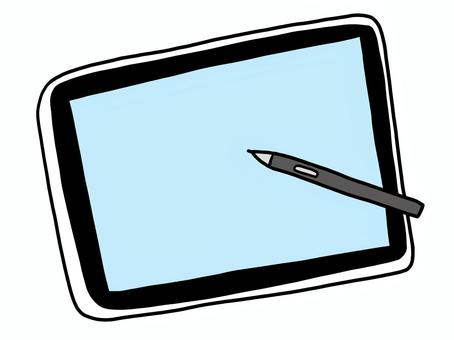 液晶タブレットとペン 液晶タブレット,ペン,イラスト,お絵描き,文具,デジタル,シンプル,ゆるい,カラーのイラスト素材