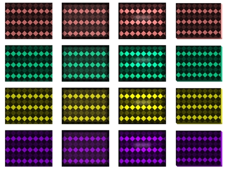 長方形のアイコンセット 長方形,アイコン,ボタン,セット,柄,パターン,ダイヤ,ピンク,ライトグリーン,黄色のイラスト素材