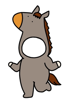 干支の馬の着ぐるみ子供用 うま,馬,干支,着ぐるみ,手書きのイラスト素材