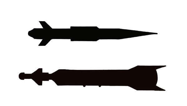 【手描き】ミサイルのシルエット 誘導弾,兵器,複数,シルエット,手描き,リアル,モノクロ,挿絵,白バック,線画のイラスト素材