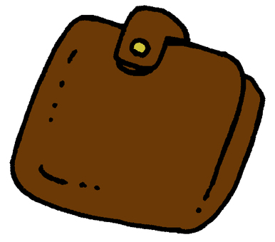 折りたたみ財布（茶） 折りたたみ,二つ折り,財布,小銭入れ,貯金,金融,節約,家計,貯蓄,お金のイラスト素材