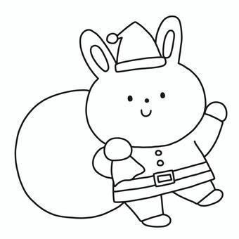 うさぎサンタ クリスマス,サンタクロース,うさぎ,動物,帽子,服,冬,モノトーン,塗り絵,可愛いのイラスト素材