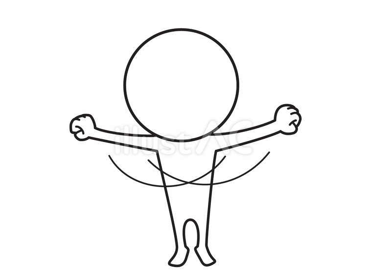 腕を伸ばす運動 棒人間,体操,線画のイラスト素材