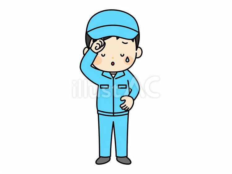 男性の清掃員のイラスト 清掃員,仕事,作業着のイラスト素材