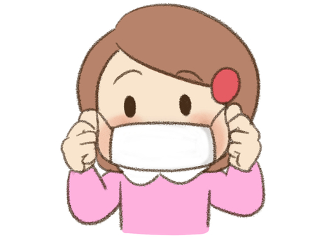 マスクをつける女の子 視覚支援,お支度ボード,絵カード,スケジュール,子ども,マスク,感染症対策,風邪予防,コロナ,インフルエンザのイラスト素材