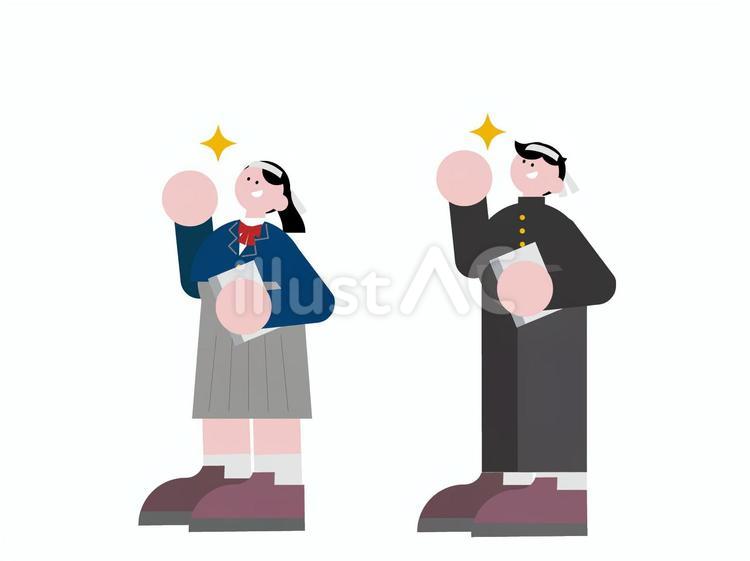 やる気のある学生の男子と女子 学生,おしゃれ,かわいいのイラスト素材