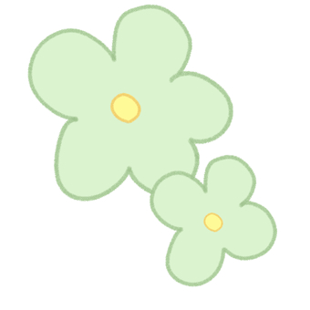 緑のお花(デフォルメ) 花,花柄,ゆるい,手描き,フリーハンド,デフォルメ,シンプル,かわいい,手書き,ラフのイラスト素材