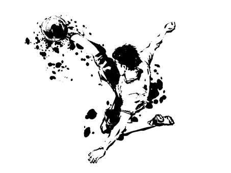 空中トラップ スポーツ,サッカー,トラップ,ジャンプ,フィジカル,空中,ボール,ベクター,透過のイラスト素材