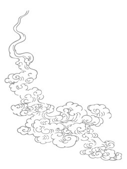 日本の模様14_雲・手描き風 日本の模様14_雲・手描き風 雲,線画,手描きのイラスト素材