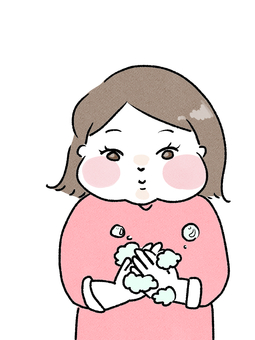 手洗い 手洗い,衛生管理,感染対策,泡,女の子のイラスト素材