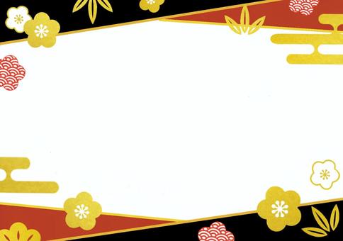 おしゃれな和柄フレーム 梅,白梅,金,和,和風,和柄,日本,フレーム,背景,壁紙のイラスト素材