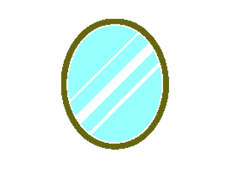 ドット絵風の楕円形の鏡 鏡,反射,鏡面,平面鏡,ウォールミラー,壁掛け,インテリア,家具,アンティーク,ドット絵のイラスト素材