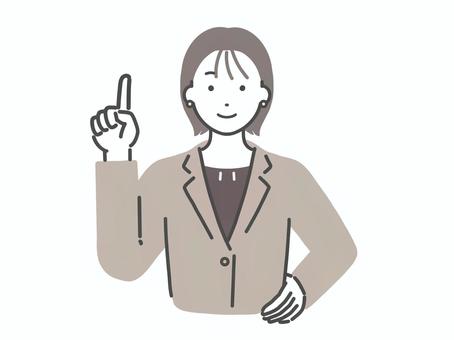 ポイントを説明するスーツの女性 女性,人物,若い,大人,ポイント,説明,解説,教える,提案,アドバイスのイラスト素材