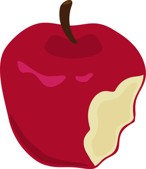 １部かじったリンゴ りんご,青果,果物,果実,フルーツ,果汁,デザート,スイーツ,おやつ,ジャムのイラスト素材