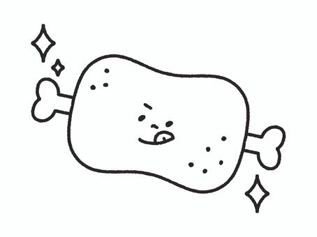 おいしそうな骨つき肉＿線画 骨つき肉,肉,食べ物,食事,料理,マンガ肉,原始時代,スタミナ,タンパク質,栄養のイラスト素材