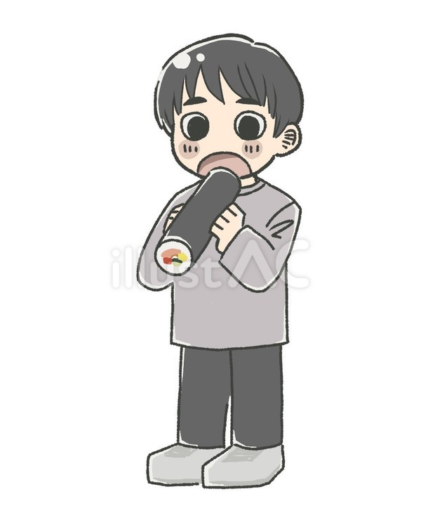 恵方巻を食べる男の子 節分,恵方巻,男の子のイラスト素材