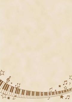 掠れたピアノのクラフト紙 ピアノ,鍵盤,クラフト紙,背景,掠れ,音符,星,ト音記号,音楽のイラスト素材