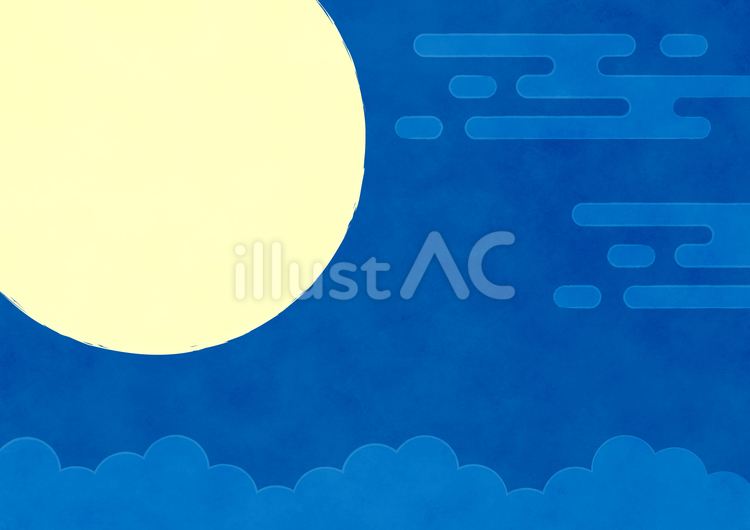 お月見の背景、水彩の十五夜の中秋の名月 お月見,月見,秋のイラスト素材