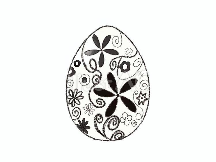 ホワイト系花柄イースターエッグ イースターエッグ,花柄,春のイラスト素材